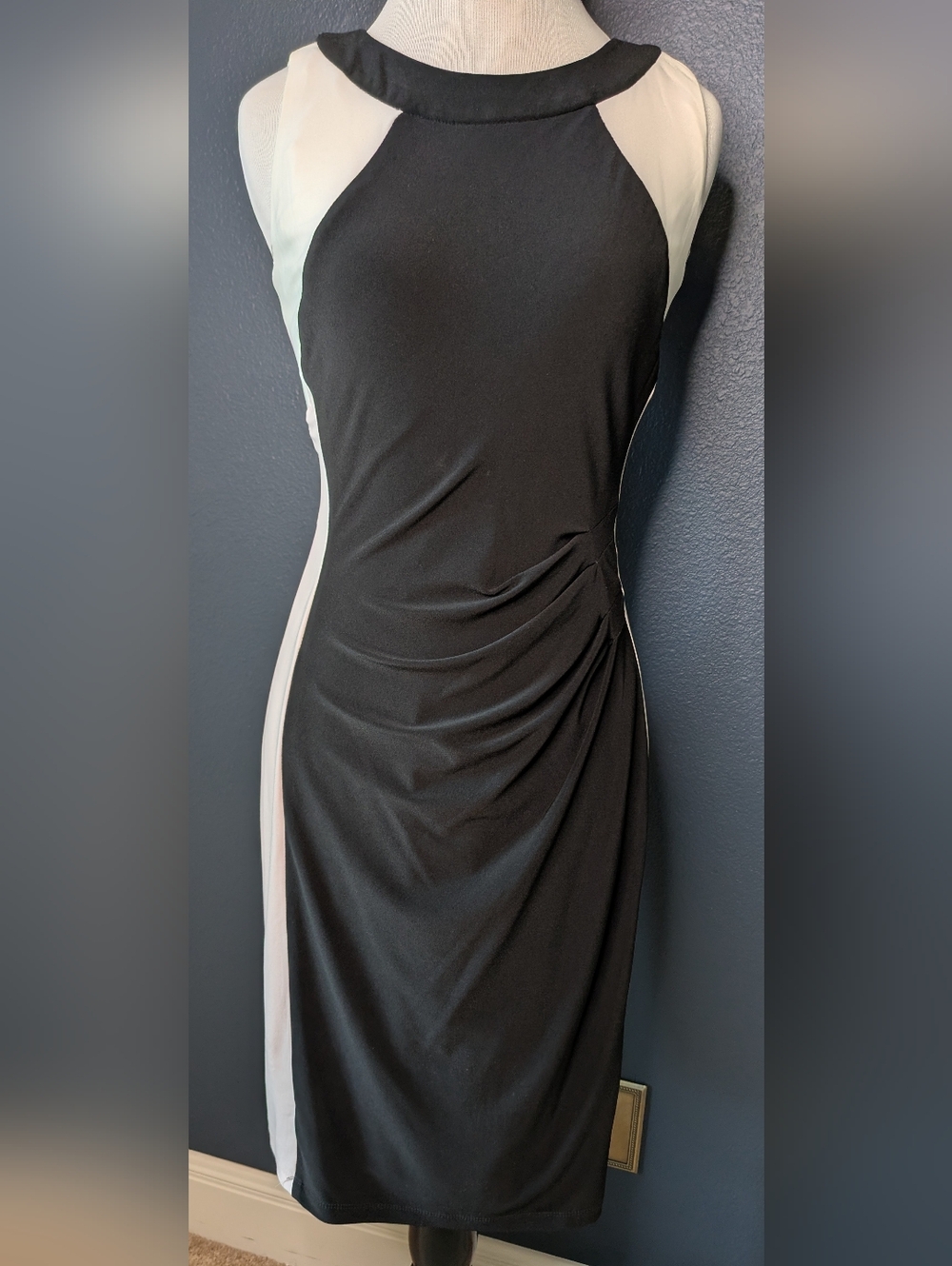 Ralph Lauren Sleeveless Colorblock Dress in Black, Light Pink and Cream